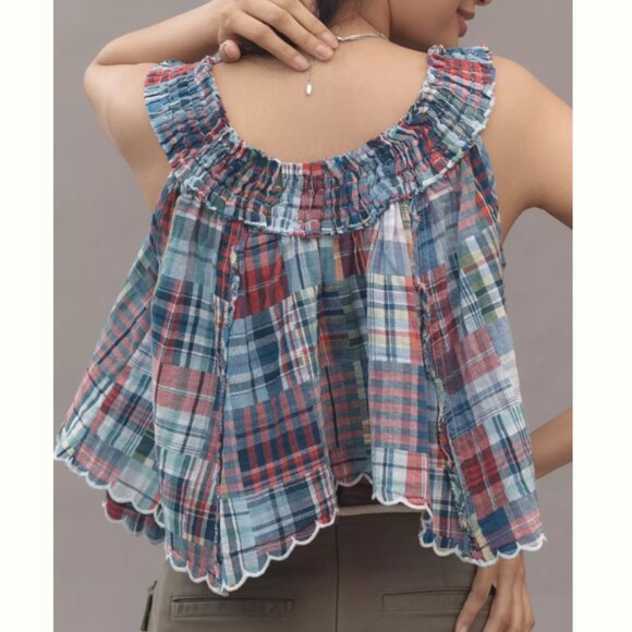 Anthropologie Pilcro Scallop-Hem Patchwork Tank Size M - Picture 2 of 5